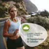 A woman is running outdoors on a road with a mountainous background. There is an overlay with information about the product. Anteprima dell’immagine prodotto