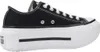 A side view of a black Converse platform sneaker with a white sole. Voir les images du produit