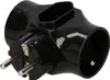 A black electrical adapter with one plug and three sockets. Náhled obrázku produktu
