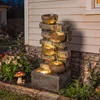 Outsunny Springbrunnen 5-stufig Gartenbrunnen mit LED Produktbild-Vorschau 2