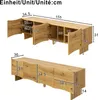 Diagrams showing the dimensions of a TV cabinet. Produktbild-Vorschau