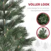 Close-up of a green artificial Christmas tree with text and inset images highlighting its features. Produktbild-Vorschau