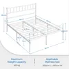 A diagram showing the dimensions of a white metal bed frame. Produktbild-Vorschau
