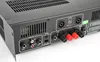 The rear panel of a Vonyx PA-Verstärker VXA-3000 2x 1500W amplifier, showing various input and output connectors. Produktbild-Vorschau