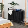 Relaxdays – regál na prádlo, 2 výsuvné přihrádky, pojízdný Náhled obrázku produktu 2