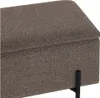 A close-up view of a brown upholstered storage ottoman with black metal legs. Podgląd zdjęcia produktu
