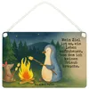 Mr. & Mrs. Panda Schild Pinguin Lagerfeuer Design DIN A5 - Produktbild-Vorschau 1