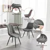 A dining room setting with chairs and a table, featuring close-up callouts of product features. Produktbild-Vorschau