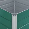 A close-up view of the corner of a green raised garden bed, showing the metal construction and corner joint. Podgląd zdjęcia produktu
