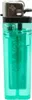 A close-up studio shot of a green disposable lighter against a white background. Produktbild-Vorschau