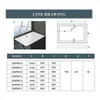 A product image showing a shower tray and a line drawing with dimensions, accompanied by a table of model numbers and their corresponding measurements. Produktbild-Vorschau
