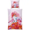A pillow and a duvet cover featuring Olaf from Frozen, surrounded by autumn leaves. Produktbild-Vorschau