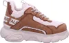 A side view of a beige and brown Buffalo sneaker with white fluffy lining. Podgląd zdjęcia produktu