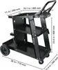 A black metal welding cart with dimensions indicated by text overlays. Produktbild-Vorschau