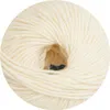 A close-up, circular crop of a ball of cream-colored yarn. Produktbild-Vorschau