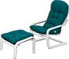 A teal cushioned chair and ottoman set on a white background. Produktbild-Vorschau