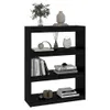 Bücherregal/Raumteiler Schwarz 80x30x103,5 cm Massivholz Produktbild-Vorschau 3