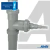 A close-up view of a gray plastic plumbing fitting with a tapered nozzle. Podgląd zdjęcia produktu