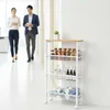 4patrový úzký kuchyňský vozík - kovová a dřevěná povrchová Náhled obrázku produktu 2