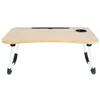 A foldable laptop table with a cup holder and a slot for a tablet, shown from the front on a white background. Produktbild-Vorschau