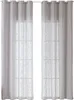 Two gray linen-look curtains hanging on a curtain rod in front of a window. Produktbild-Vorschau