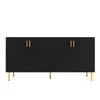A black sideboard with gold handles and legs, set against a white background. Produktbild-Vorschau