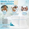 Marketing image showing different sizes of a duvet and its features. Produktbild-Vorschau