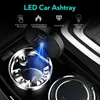 Přenosný nerezový bezdýmný popelník do auta s víkem a LED Náhled obrázku produktu 4