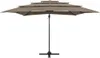 vidaXL Parasol avec mât en aluminium 4 couches Taupe Voir les images du produit 5