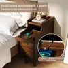 COSTWAY Table de nuit étroite, Table d'appoint avec plateau Voir les images du produit 5