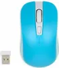 A blue wireless optical mouse and its USB receiver are shown on a white background. Produktbild-Vorschau