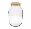 A clear glass jar with a gold lid, isolated on a white background. Podgląd zdjęcia produktu
