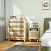 HOMCOM Commode 4 tiroirs meuble de rangement cannage en Voir les images du produit 9