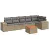 7-tlg. Garten-Sofagarnitur mit Kissen Beige Poly Rattan Produktbild-Vorschau 1