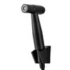 A black bidet sprayer and its holder against a white background. Podgląd zdjęcia produktu