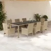 9-tlg. Garten-Essgruppe mit Kissen Beige Poly Rattan Glas Produktbild-Vorschau 2
