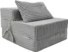 A grey foldable mattress with a cushion. Voir les images du produit