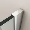 A close-up view of a shower wall corner, showing the connection between the glass panel and the wall profile. Produktbild-Vorschau