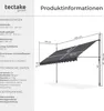 A diagram showing the dimensions and technical specifications of a retractable awning. Náhled obrázku produktu
