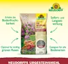 A bag of Neudorff UrgesteinsMehl fertilizer with accompanying text and graphics highlighting its benefits. Produktbild-Vorschau