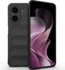 A black phone case is shown next to a smartphone. Produktbild-Vorschau