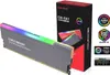 A RAM heatsink with RGB lighting and its packaging, along with compatibility logos for various motherboard brands. Náhled obrázku produktu