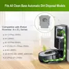 A diagram showing a robot vacuum cleaner and its charging base with a dirt disposal bag. Produktbild-Vorschau