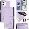 Leder Hülle für iPhone 12 Mini Süße Katze Flip Case Produktbild-Vorschau 1