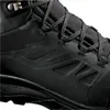 A close-up view of the side of a black hiking boot. Voir les images du produit