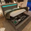 Letto imbottito Flieks 160x200cm con LED, letto Anteprima dell’immagine prodotto 2