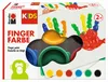 The image shows the packaging of Marabu KIDS Fingerfarbe, a set of six finger paints in various colors. The packaging features colorful handprints and a cartoon monkey illustration. Anteprima dell’immagine prodotto