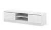 A white TV stand with two doors and two open shelves, shown against a white background. Voir les images du produit