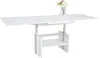 A white lift-top coffee table with a shelf underneath, shown against a white background. A vase with flowers and small cups are on top of the table. Produktbild-Vorschau