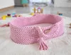 BOHO Puppenwagen handgefertigt aus rosa Baumwolle mit Produktbild-Vorschau 1